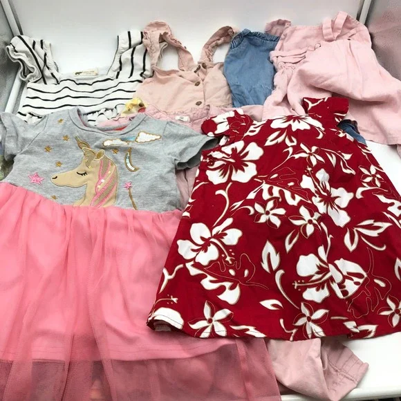 Girls 2T Spring Summer Dresses BUNDLE Sleeveless Short Sleeve Mix Jumpsuit - Picture 2 of 9